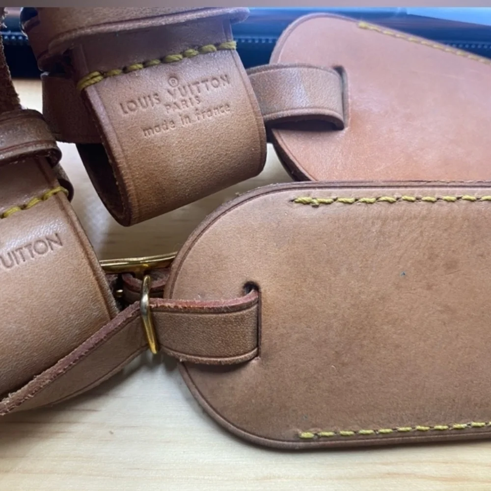 Lots Of Louis Vuitton Tan Leather Luggage Tags with Poignants 20 pcs Total OBO